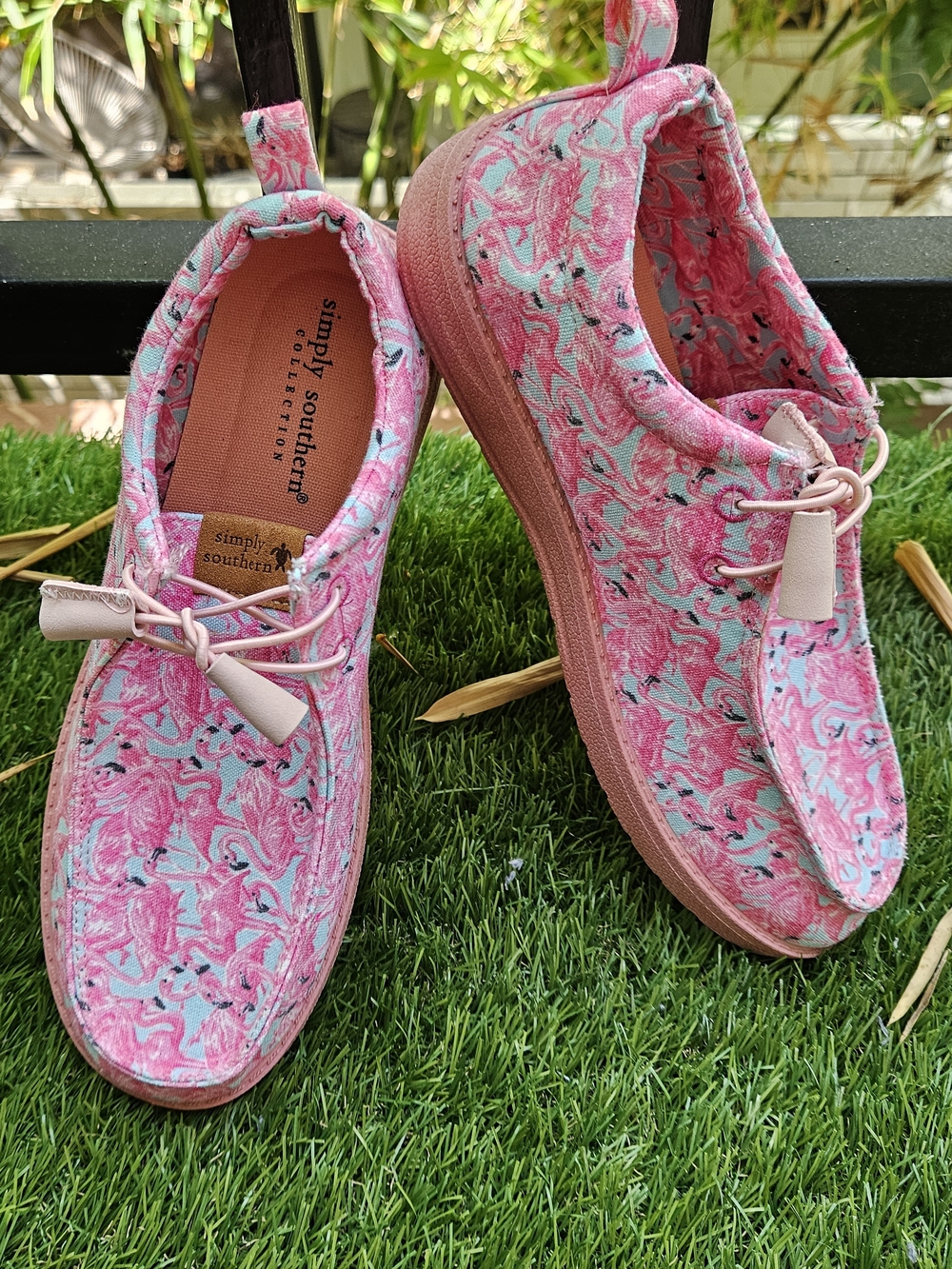 Simply Southern Pink Patterned Women's Canvas Slip-On Shoes